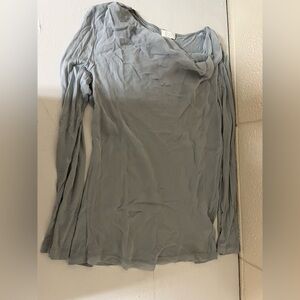 Escada Light Gray Long Sleeve Top with gem accented shoulder seams
